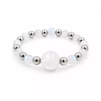 Anillo de plata con perlas y piedra lunar blanca