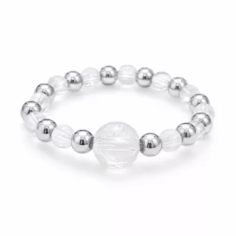Anillo de plata con cuentas de cristal de roca