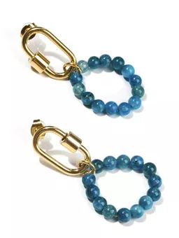 Pendientes de oro en acero inoxidable de apatita azul A 3.8 cm