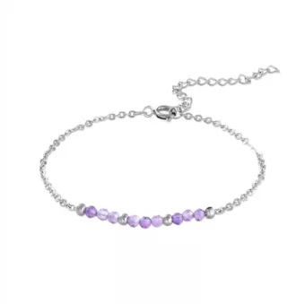 Pulsera de amatista facetada – Acero inoxidable plateado