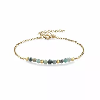 Pulsera de Turquesa Natural de África facetada A – acero inoxidable dorado