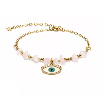 Pulsera de Protección de Cuarzo Rosa A – Mal de Ojo