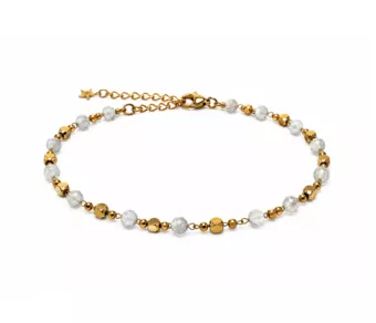Pulsera energética de labradorita AA – Cuentas doradas