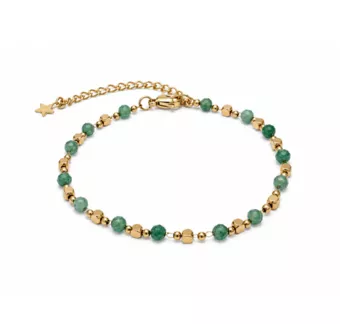 Pulsera Energía de Aventurina Verde A – Cuentas Doradas