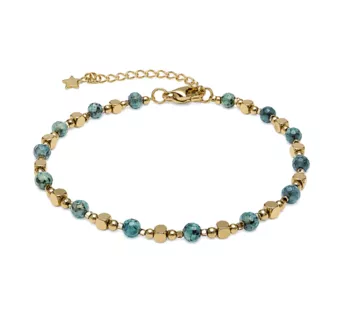Pulsera Energía de Turquesa Africana A – Cuentas Doradas