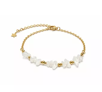 Pulsera Energía de Piedra Luna Blanca A – Fragmentos de Piedra