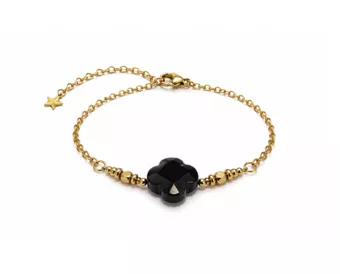 Pulsera de la Suerte de Ónix A – Trébol