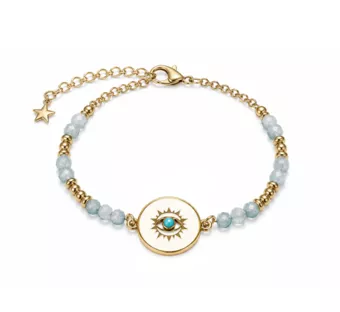Pulsera de Protección de Aguamarina AA – Medallón Ojo Protector