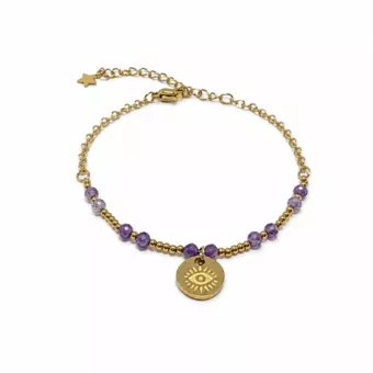 Pulsera de Protección de Amatista A+ – Ojo Protector