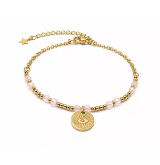Pulsera de Protección de Cuarzo Rosa A – Ojo Protector