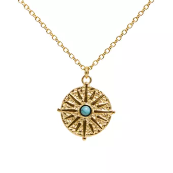 Collar de Acero Inoxidable Dorado Sol con Turquenita A