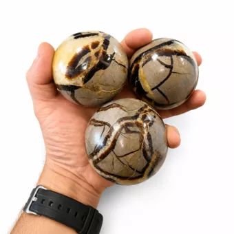 3 esferas de Septaria pulidas, 1,330 kg
