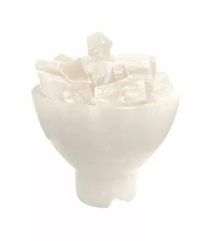 Lámpara de selenita con guijarros de selenita, 16 cm, 2-3 kg.