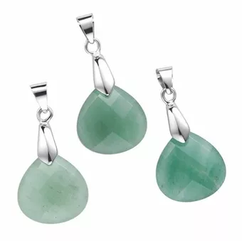 Colgante de gota facetada de aventurina verde (juego de 3)