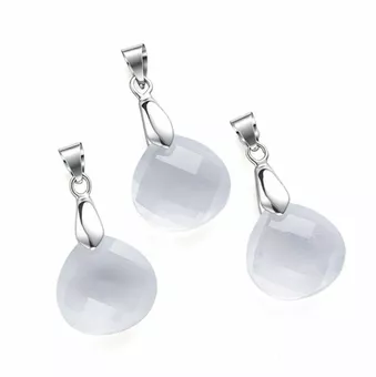 Colgante de gota plana facetada de cristal de roca (juego de 3)