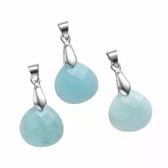 Colgante de amazonita facetada con forma de gota plana (juego de 3)