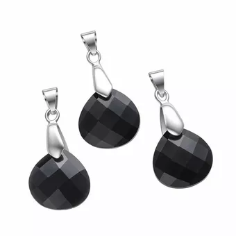 Colgante de lágrima plana facetada de obsidiana negra (juego de 3)