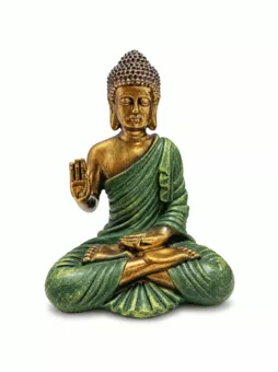 Estatua de Buda Abhaya Verde en Resina 13 cm