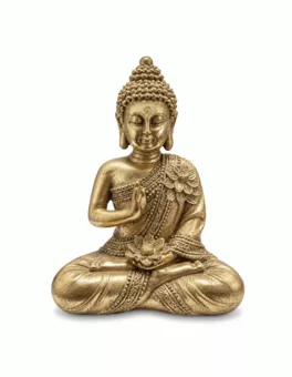 Estatua de Buda Abhaya dorado de resina de 14 cm