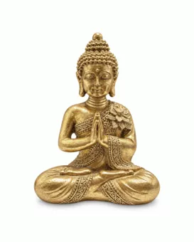 Estatua de Buda Namasté Dorado en Resina 14 cm