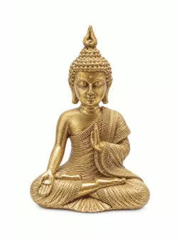 Estatua de Buda Dorado Mudra de la Enseñanza en Resina 15 cm