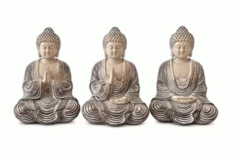 Juego de 3 Estatuas de Buda Meditación y Oración en Resina 10 cm