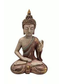 Estatua Buda Vitarka Malva Patinada en Resina 31 cm