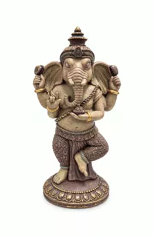 Estatua de Ganesh Danzante Malva y Dorada en Resina 32 cm