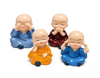 Set de 4 Monjes de la Sabiduría de Cerámica 5,5 cm