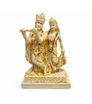 Figura de Resina Radha Krishna Marfil y Dorado 16,5cm