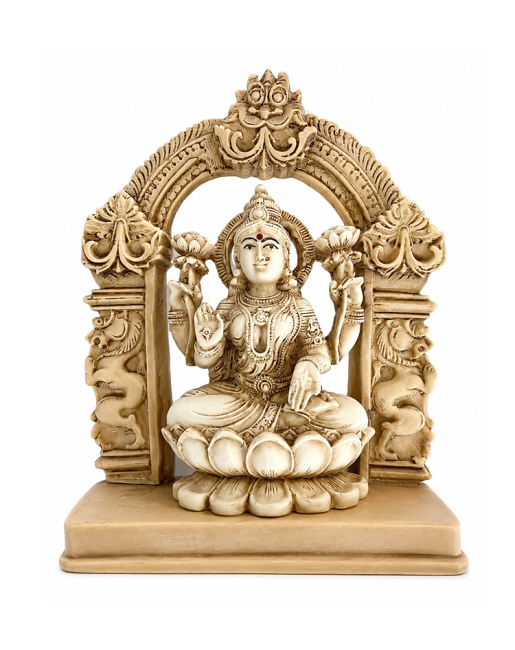 incienso en Figura de Resina Diosa Lakshmi Marfil y Dorado 13cm