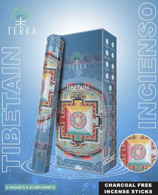 Incienso Terra Tibetan hexa sin carbón 30grs