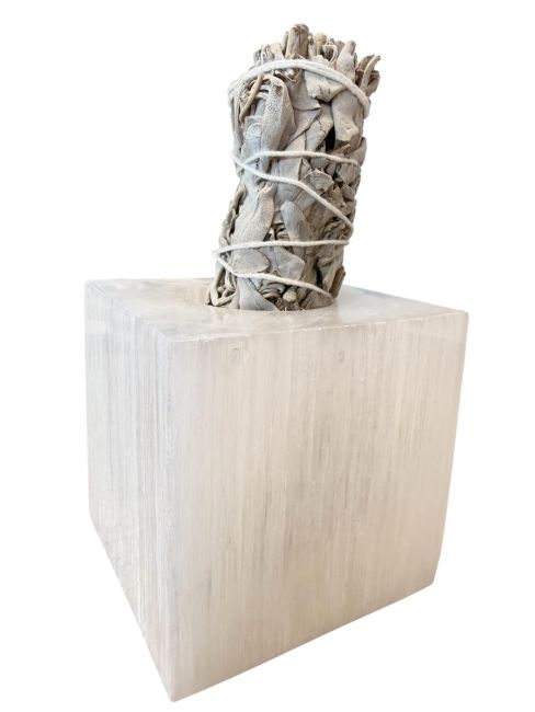 incienso en Candelabro Cubo de Selenita Pulida 7cm 0,7-1Kg|es