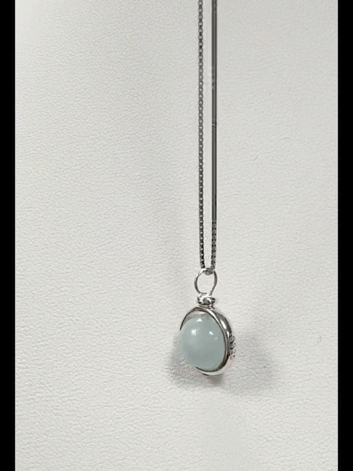 Collar de plata 925 con colgante de bola de aguamarina A+ de 10 mm