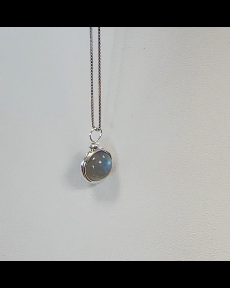 Collar de plata 925 con colgante de bola de Labradorita AA de 10 mm