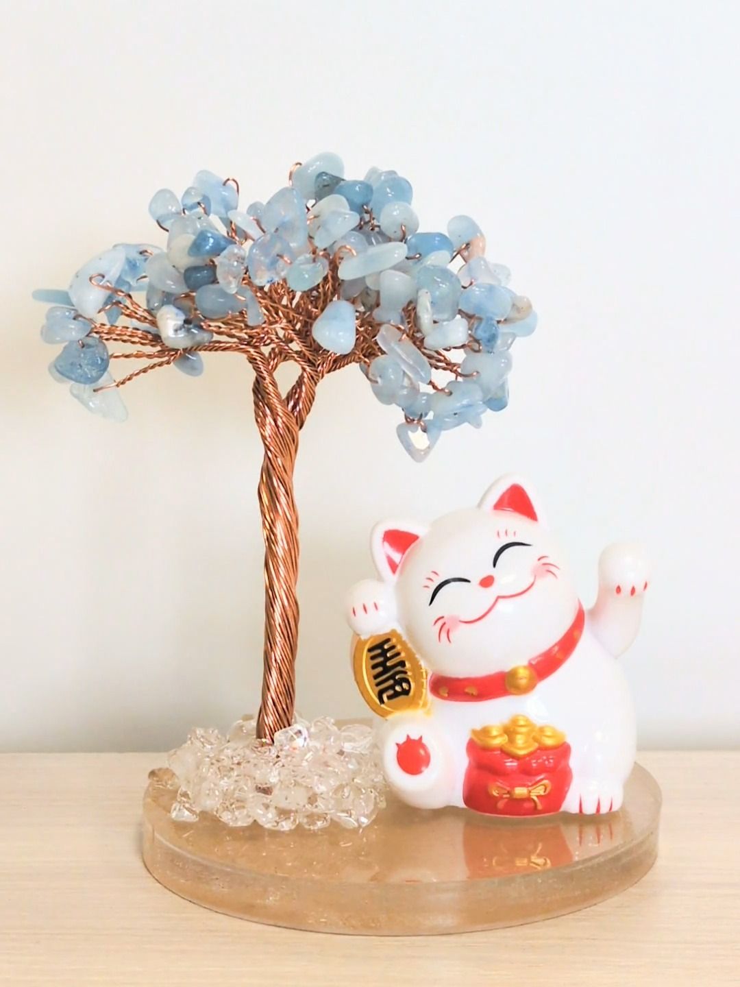 Árbol de la vida aguamarina con Manekineko