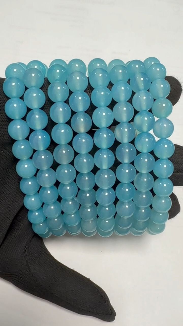 Pulsera de Ágata Azul Calentada AA cuentas 8mm