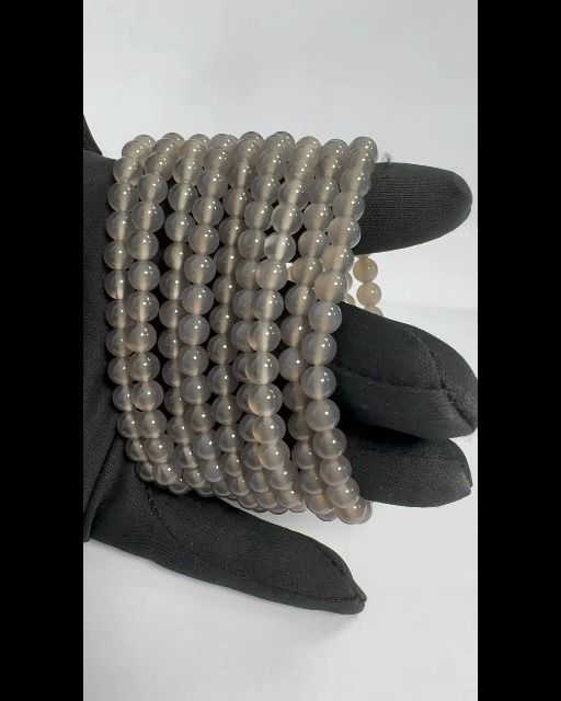Pulsera Agata Gris A perles 6mm