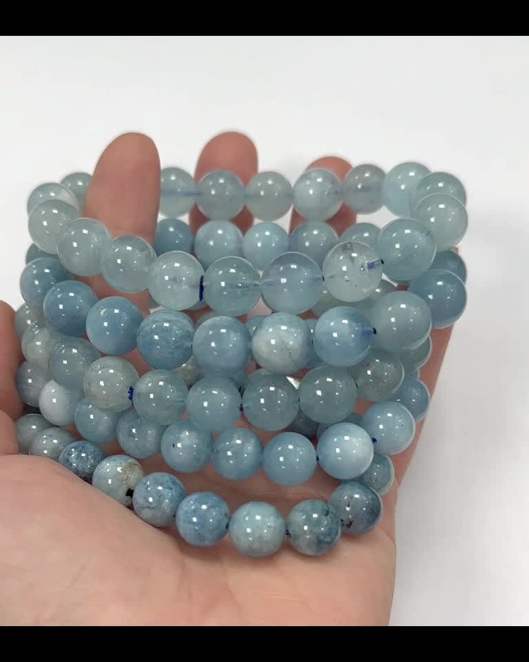 Pulsera perlas aguamarina 10-11mm