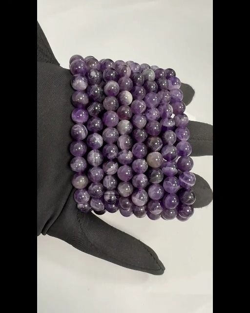Pulsera Amatista con bandas A perlas 7.5-8.5mm