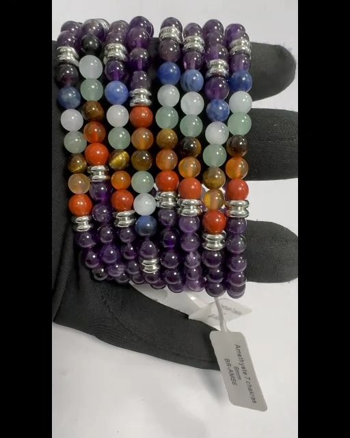 Pulsera Amatista 7 chakras A perles 6mm
