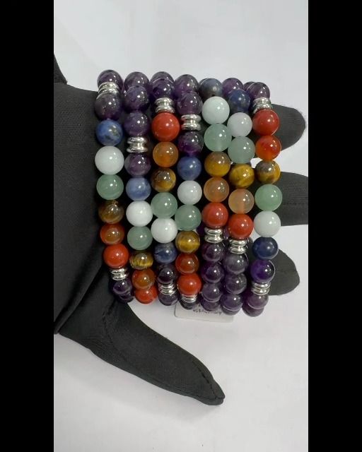 Pulsera Amatista 7 chakras A perles 8mm