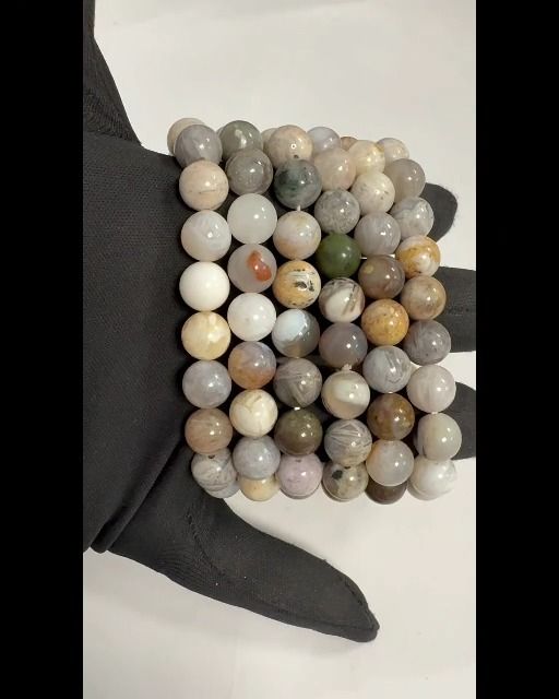Pulsera Agata Plumas cuentas 10mm