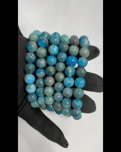 Pulsera de Apatita azul cuentas 10mm
