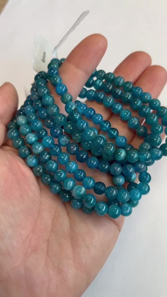 Pulsera Apatita Azul cuentas AA 6mm