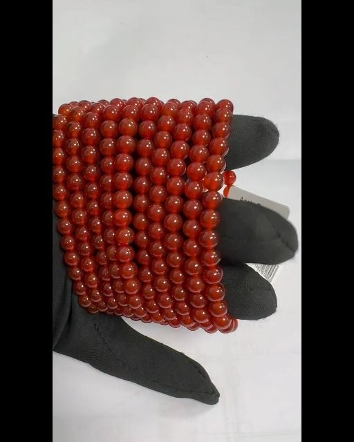 Pulsera De Ágata Roja A Con Cuentas de 6 mm