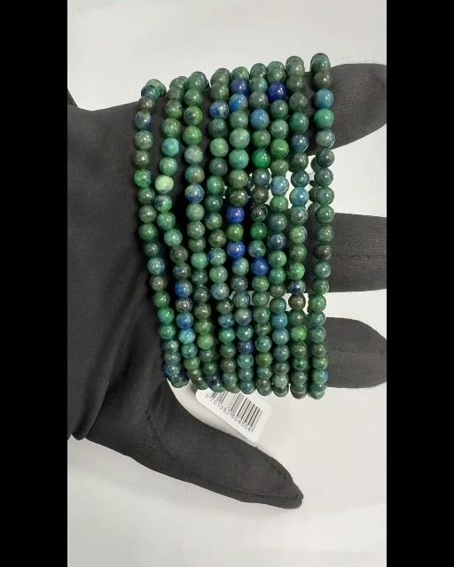Pulsera de malaquita y azurita perles 4mm.