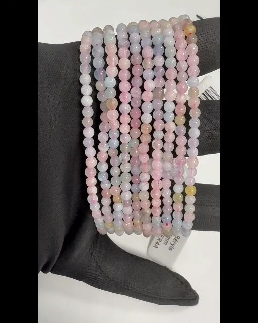 Pulsera de berilo, aguamarina y morganita con cuentas de 4 mm