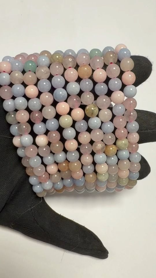 Pulsera de Berilos Aguamarina y Morganita A Cuentas de 6-7 mm