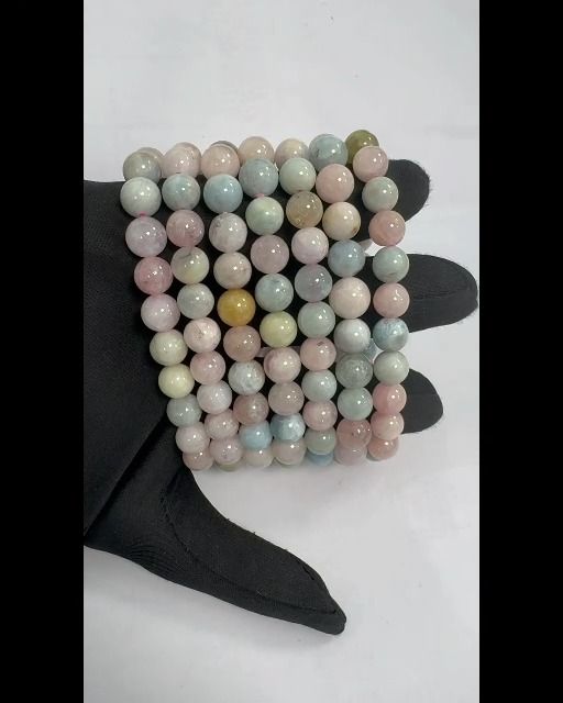Pulsera de aguamarina berilo y morganita con cuentas de 8-9 mm